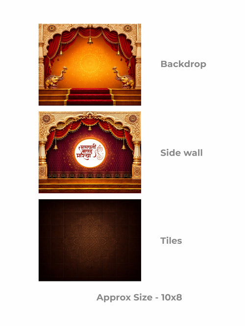 Premium Ganesh Utsav Stage Backdrop Design | HD JPG Digital Download