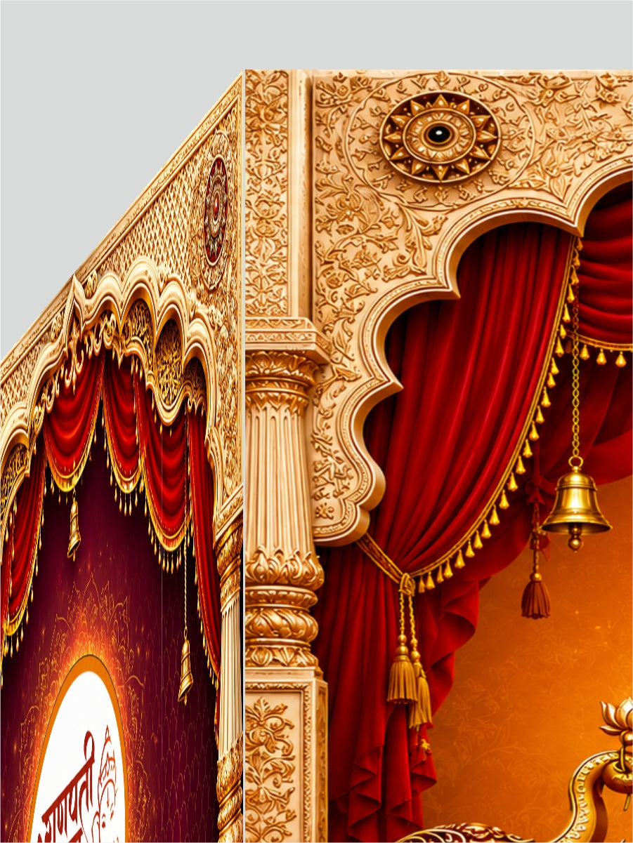 Premium Ganesh Utsav Stage Backdrop Design | HD JPG Digital Download