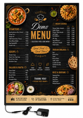 LED Menu cA3 LED Backlit Menu Display Frame with Printed Poster & Power Adapter | Slim Snap Frame for Restaurants, Cafes & Shopsard