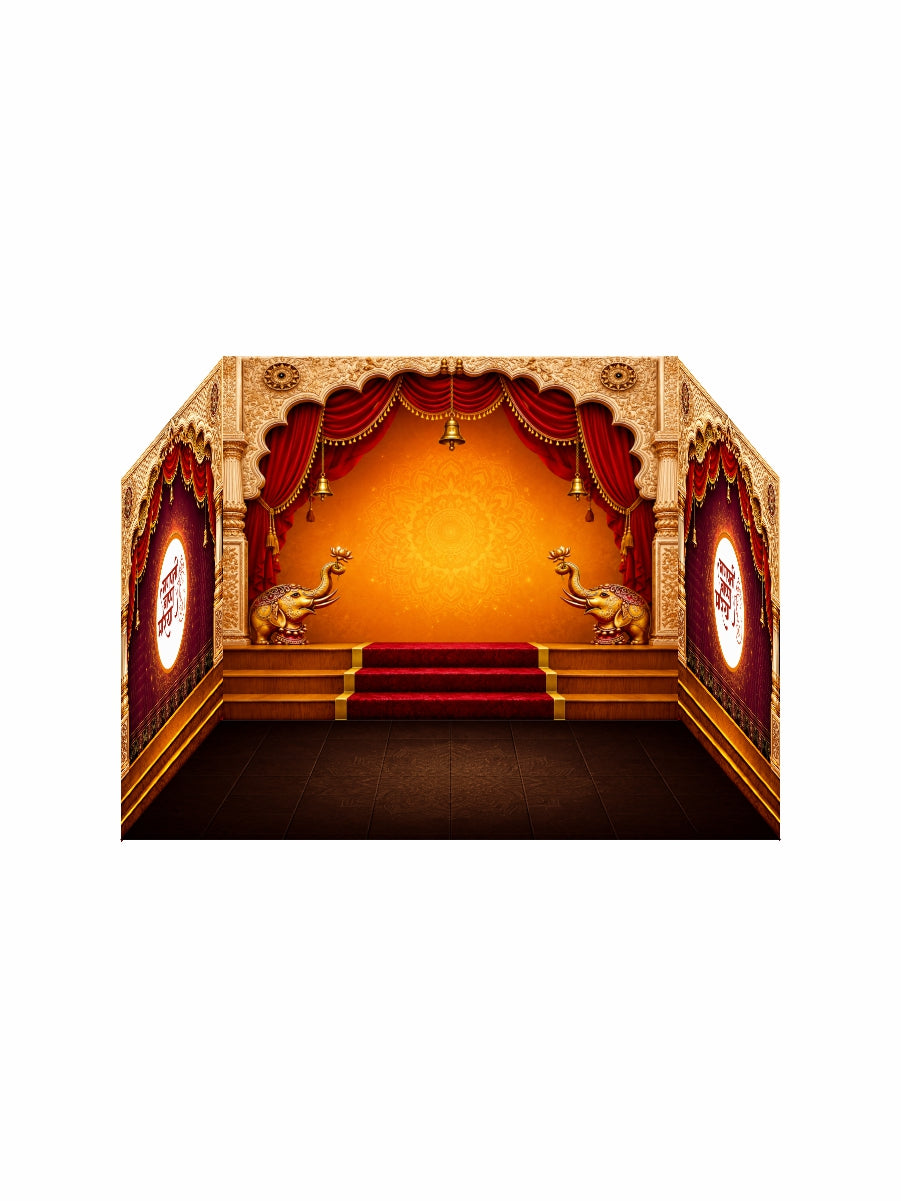 Premium Ganesh Utsav Stage Backdrop Design | HD JPG Digital Download