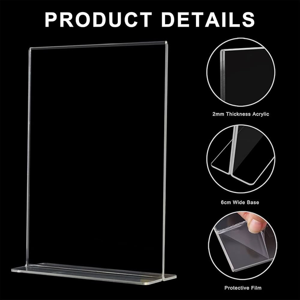 Clear Acrylic Double-Sided Display Table Stand – 7 × 5 Inch | 4-Piece Set