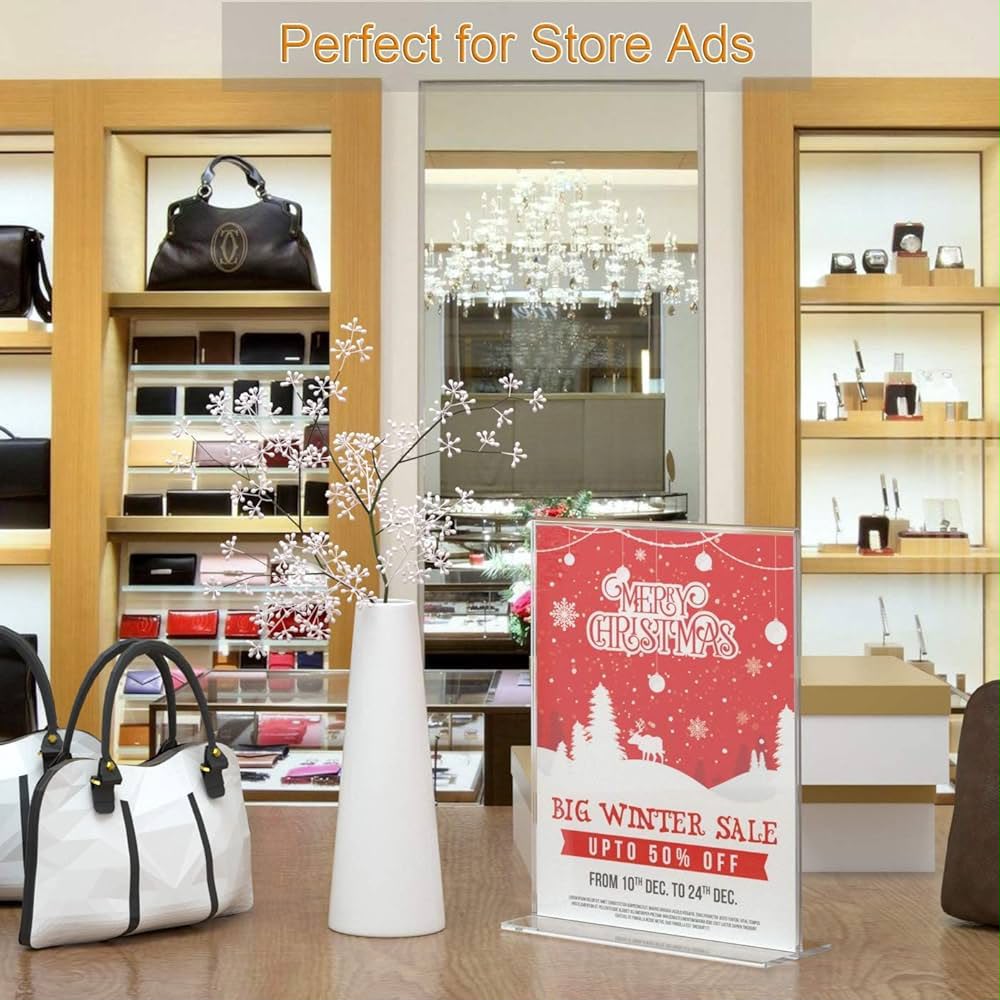 Clear Acrylic Double-Sided Display Table Stand – 7 × 5 Inch | 4-Piece Set