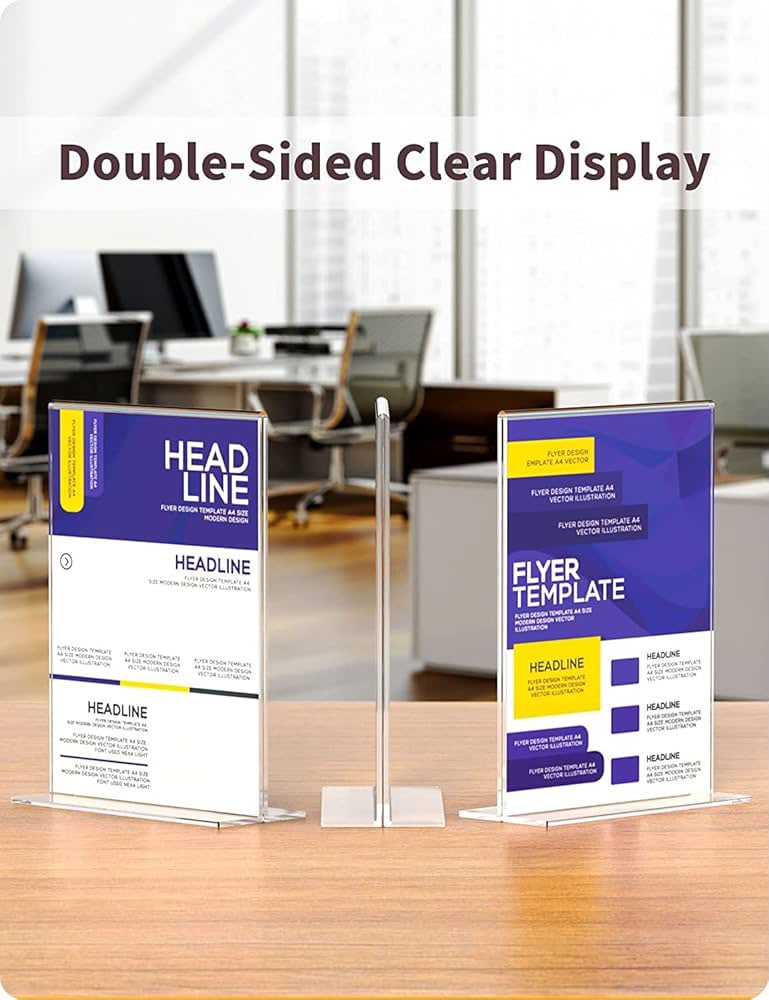 Clear Acrylic Double-Sided Display Table Stand – 7 × 5 Inch | 4-Piece Set
